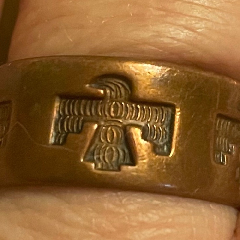 Vintage Solid Copper Thunderbird Ring - Picture 3 of 7